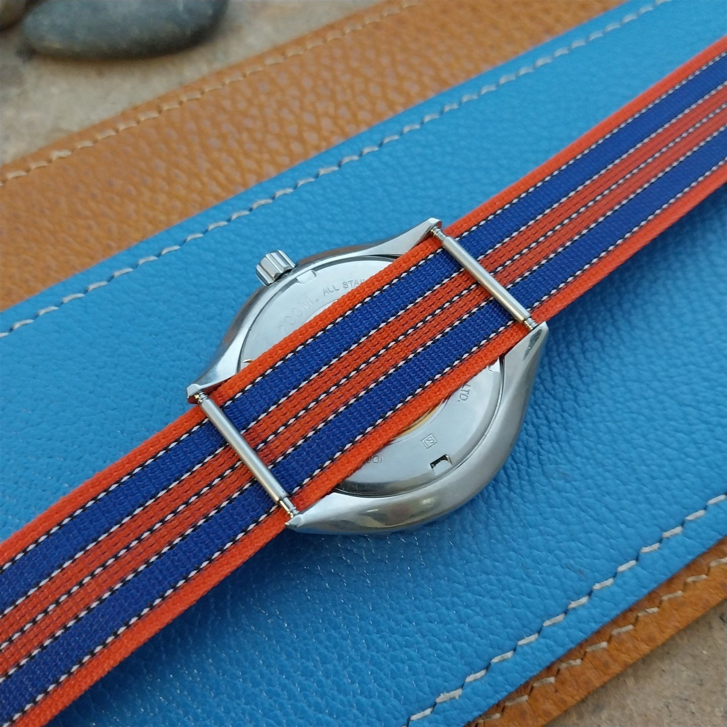 Vintage 18mm Reversible Striped Perlon Unused 1960s Single Pass Watch Band