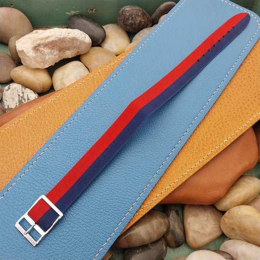 Vintage 16mm Striped Perlon Reversible Classic One-Piece nos Unused Watch Band