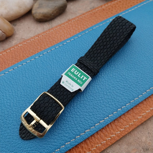 16mm Braided Perlon Black Eulit Panama Neu 1960s nos Unused Vintage Watch Band