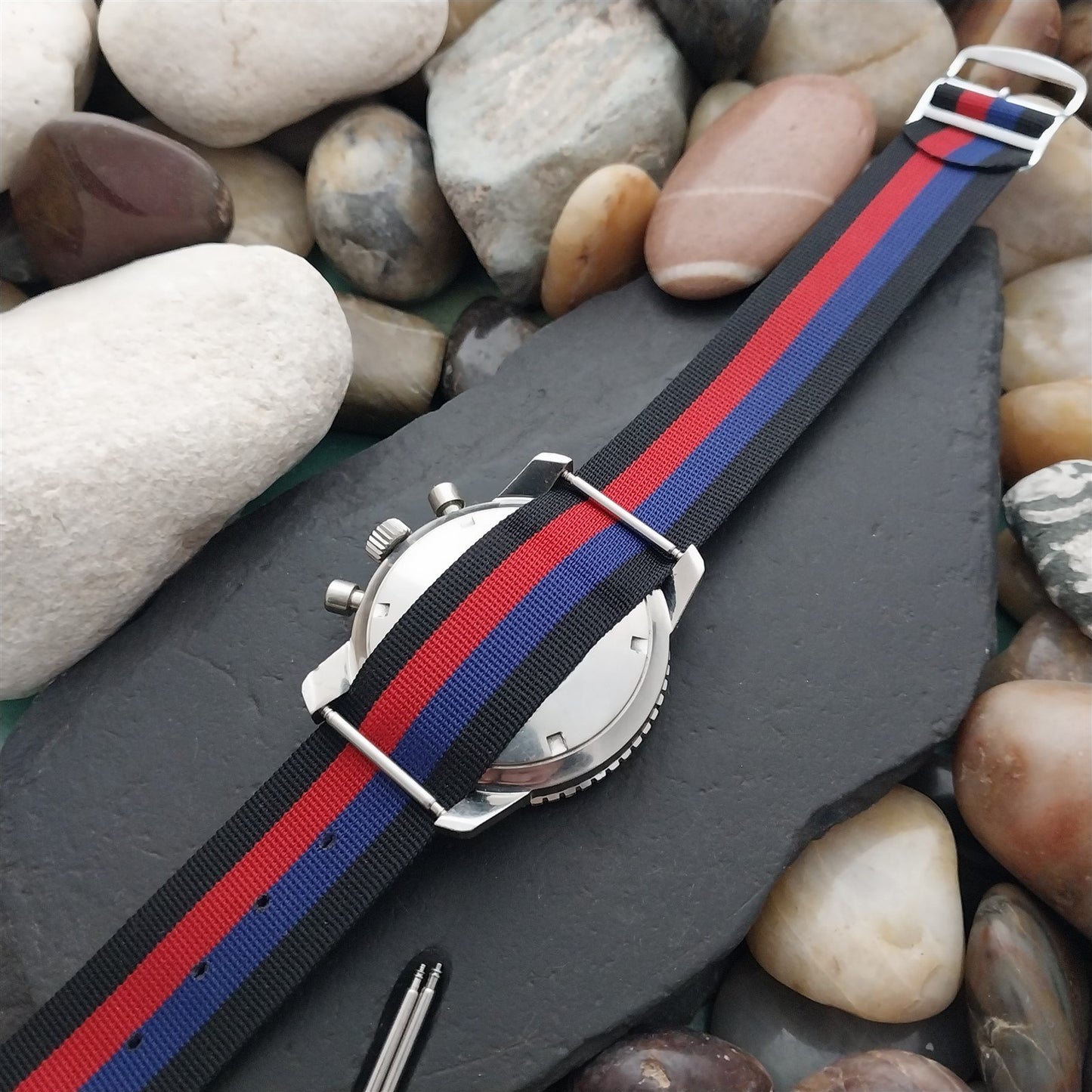 Vintage 20mm Striped Perlon Clasic 1960s Single Pass nos Unused Watch Strap