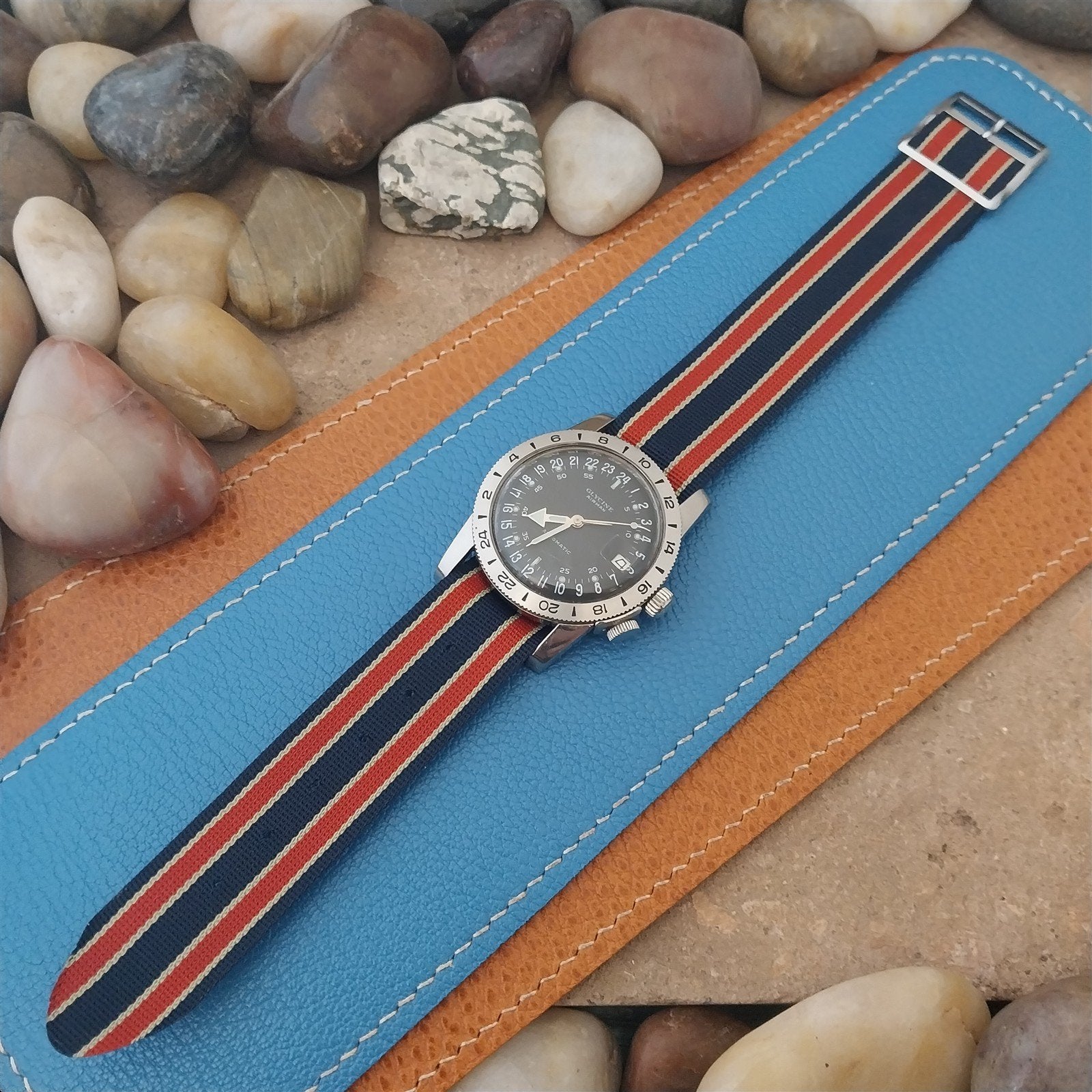 20mm 1960s Striped Perlon Unused Classic One-Piece Vintage Watch Band