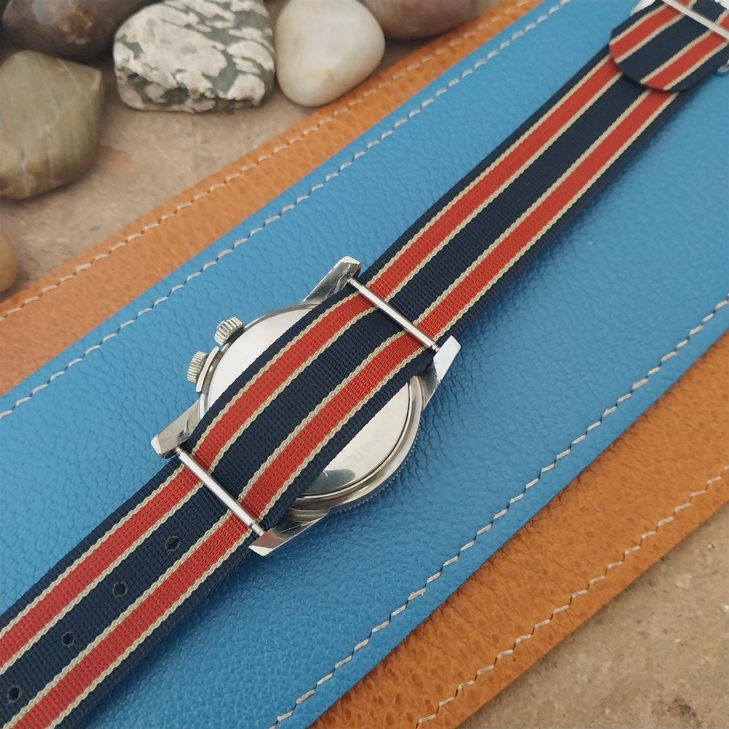 20mm 1960s Striped Perlon Unused Classic One-Piece Vintage Watch Band