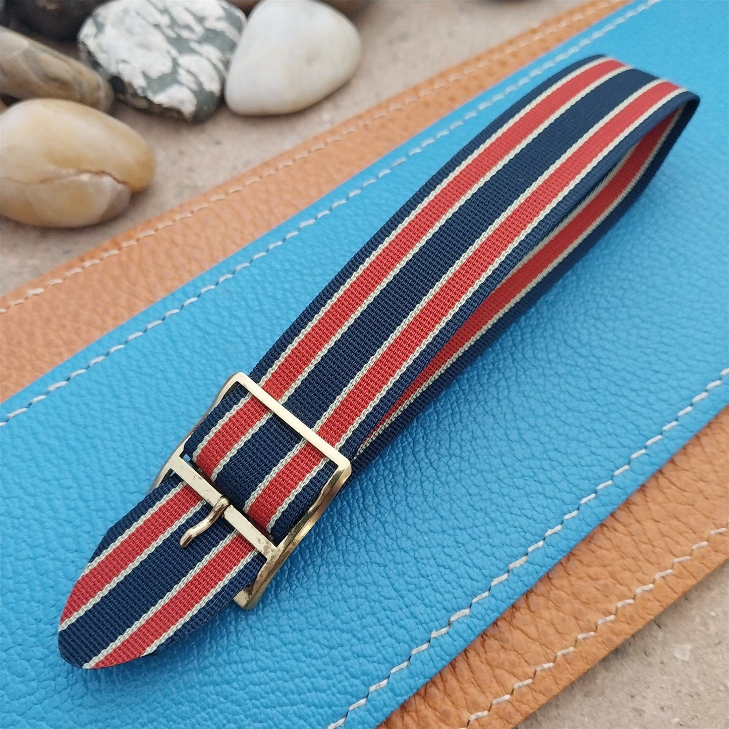 Vintage 20mm Striped Perlon Single Pass Classic 1960s Unused nos Watch Band