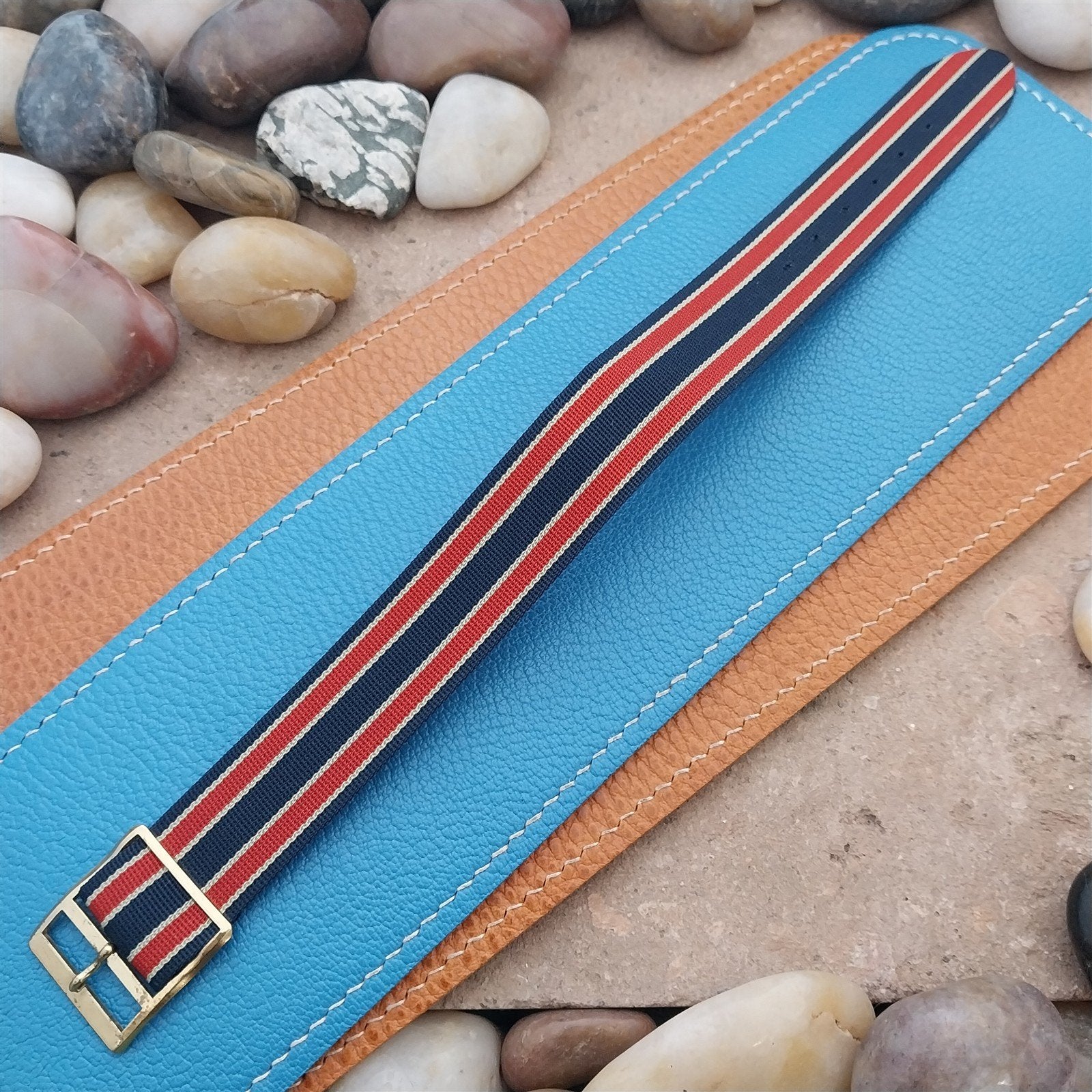 Vintage 20mm Striped Perlon Single Pass Classic 1960s Unused nos Watch Band