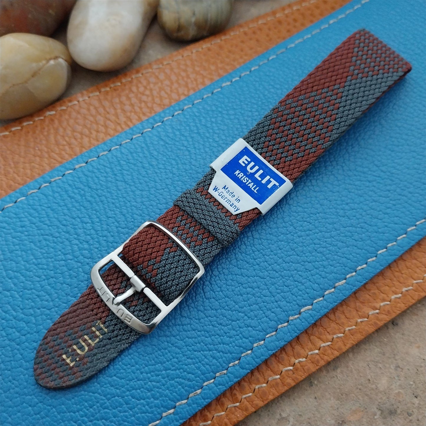 Vintage Perlon 18mm Red & Green Argyle Classic Single Pass Unused 60s Watch Strap