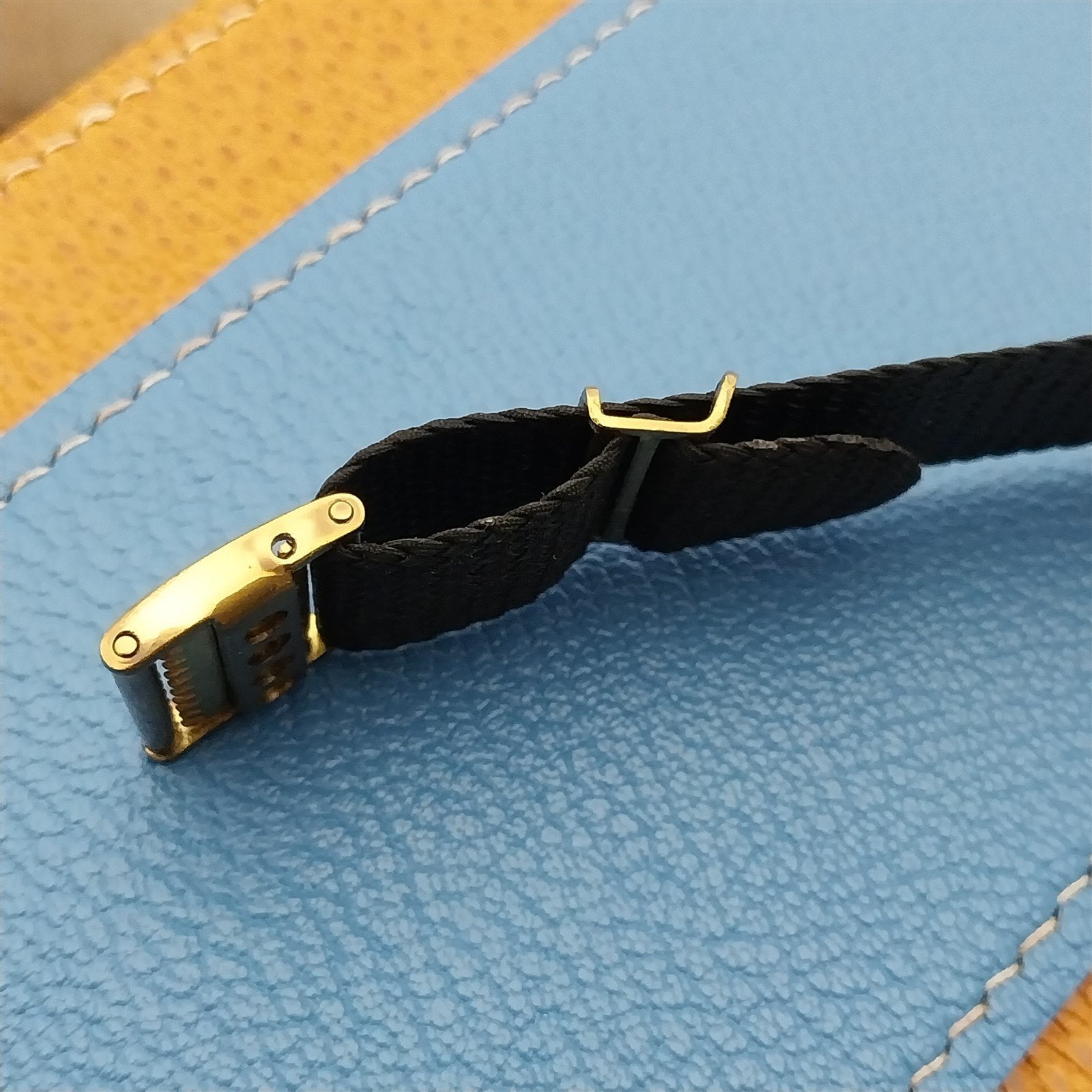 Braided Perlon 18mm Black 1960s Vintage Watch Band & Locking Roller Buckle