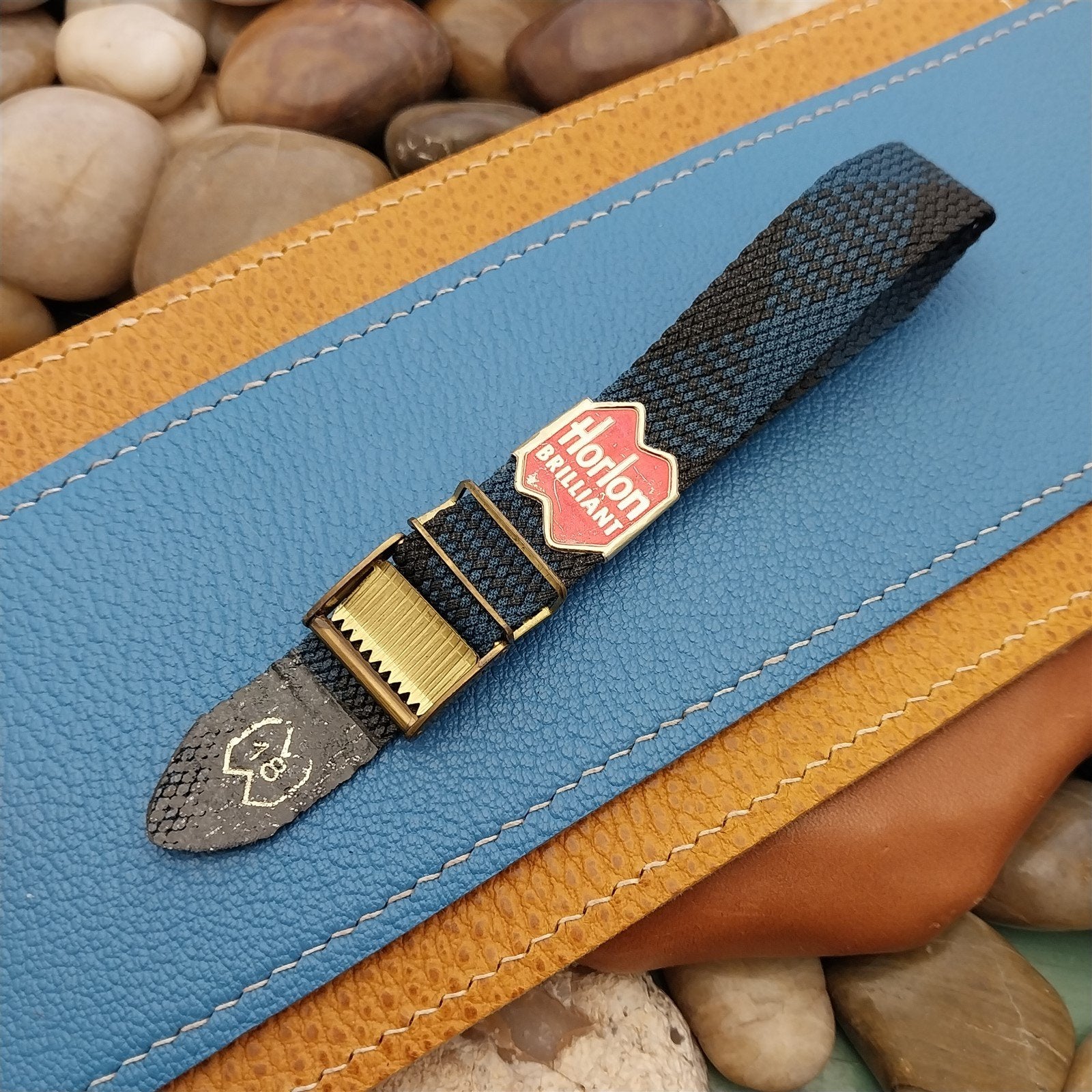 Vintage Watch Band Black & Blue Braided Perlon Melange 18mm 1960s Unused Strap