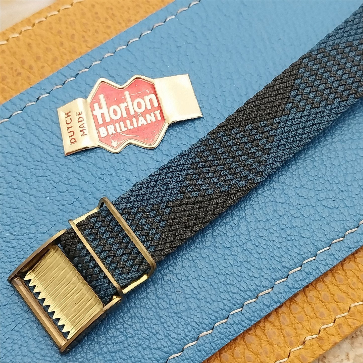 Vintage Watch Band Black & Blue Braided Perlon Melange 18mm 1960s Unused Strap