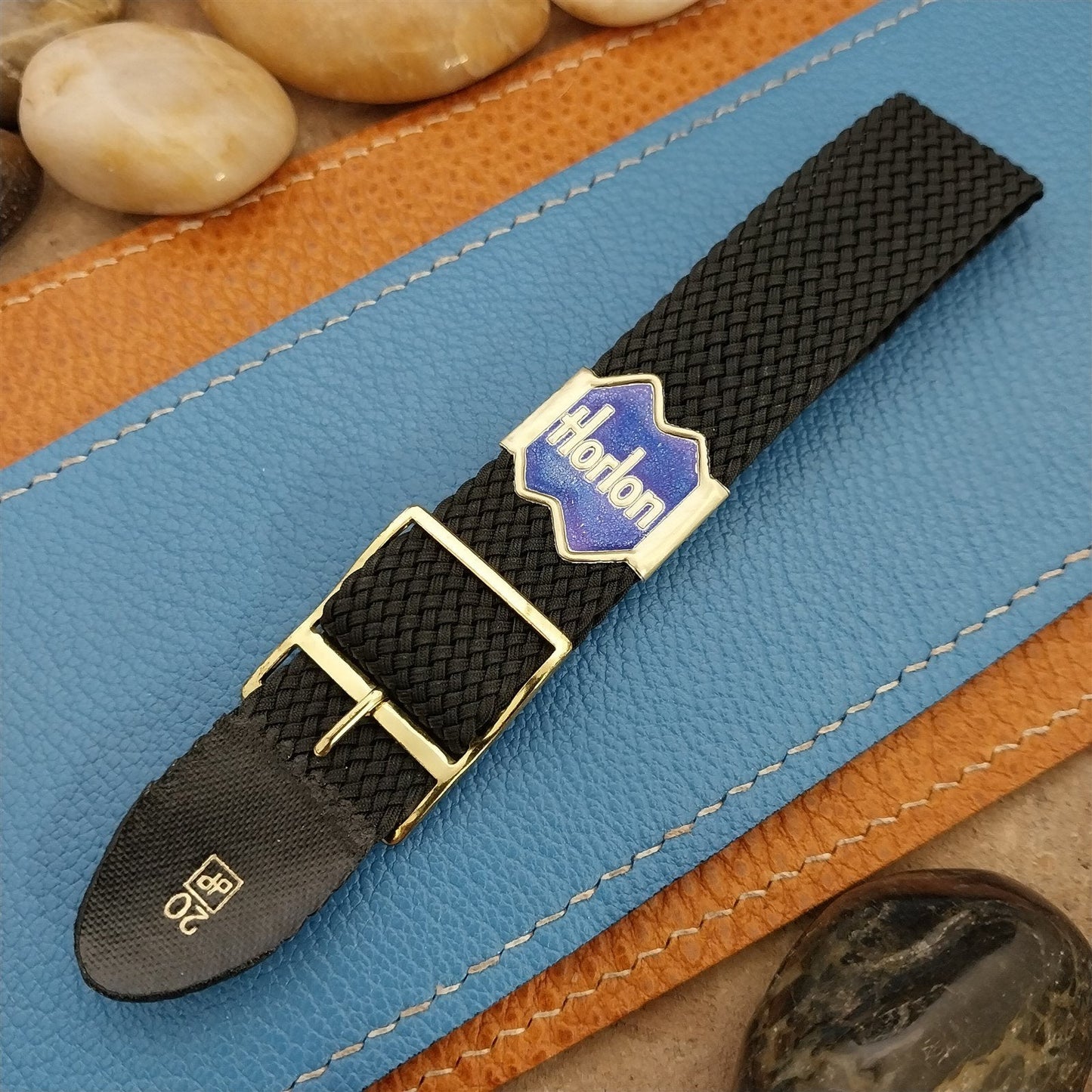 Vintage Braided Perlon 20mm Black Unused Classic Single Pass 1960s Watch Band