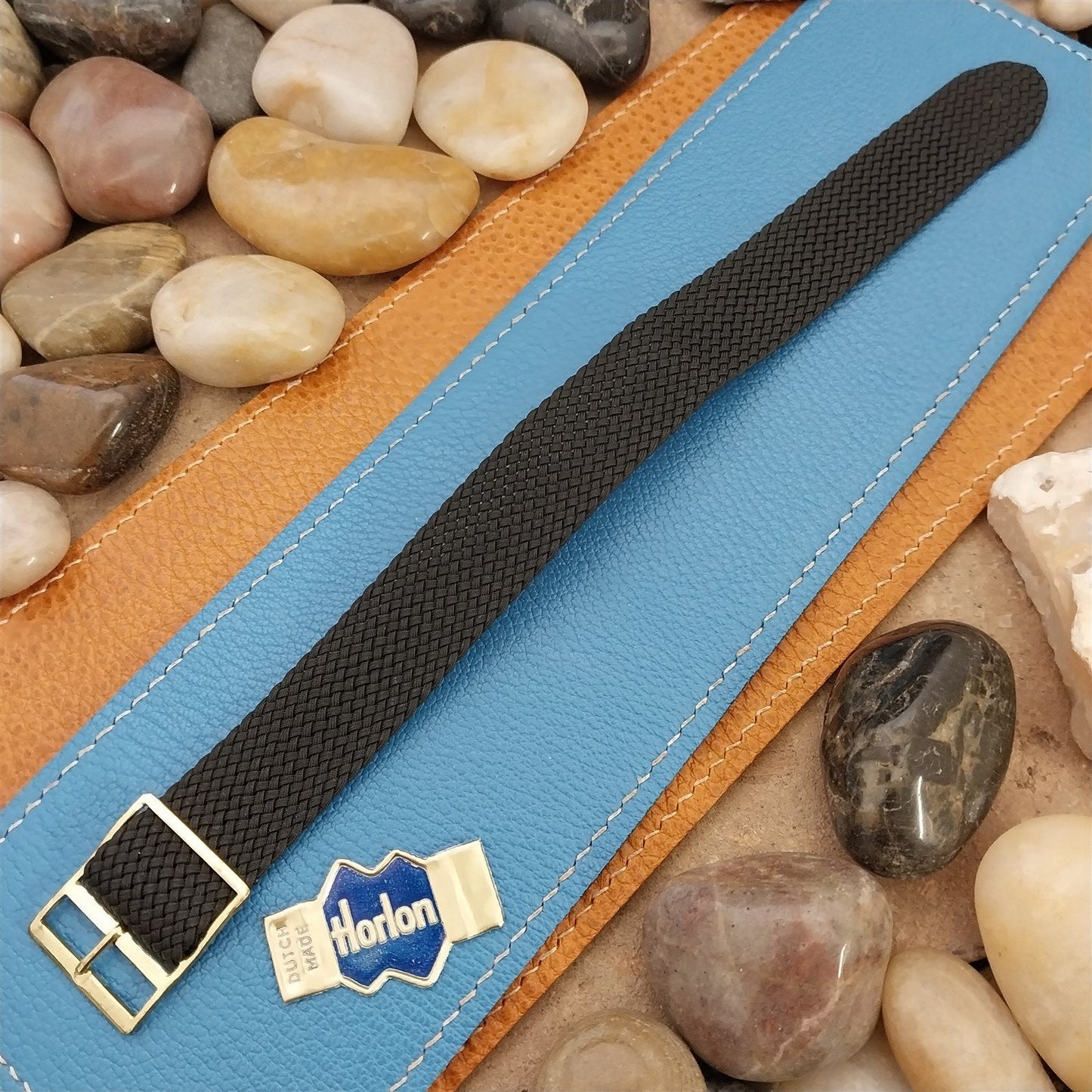 Vintage Braided Perlon 20mm Black Unused Classic Single Pass 1960s Watch Band