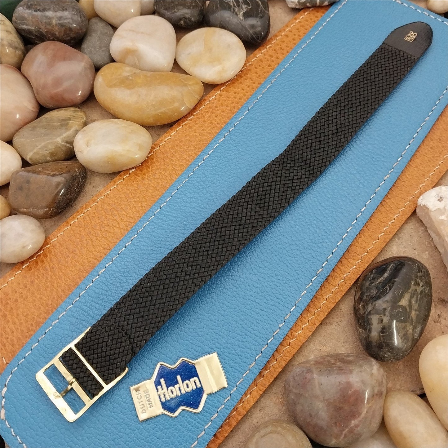 Vintage Braided Perlon 20mm Black Unused Classic Single Pass 1960s Watch Band