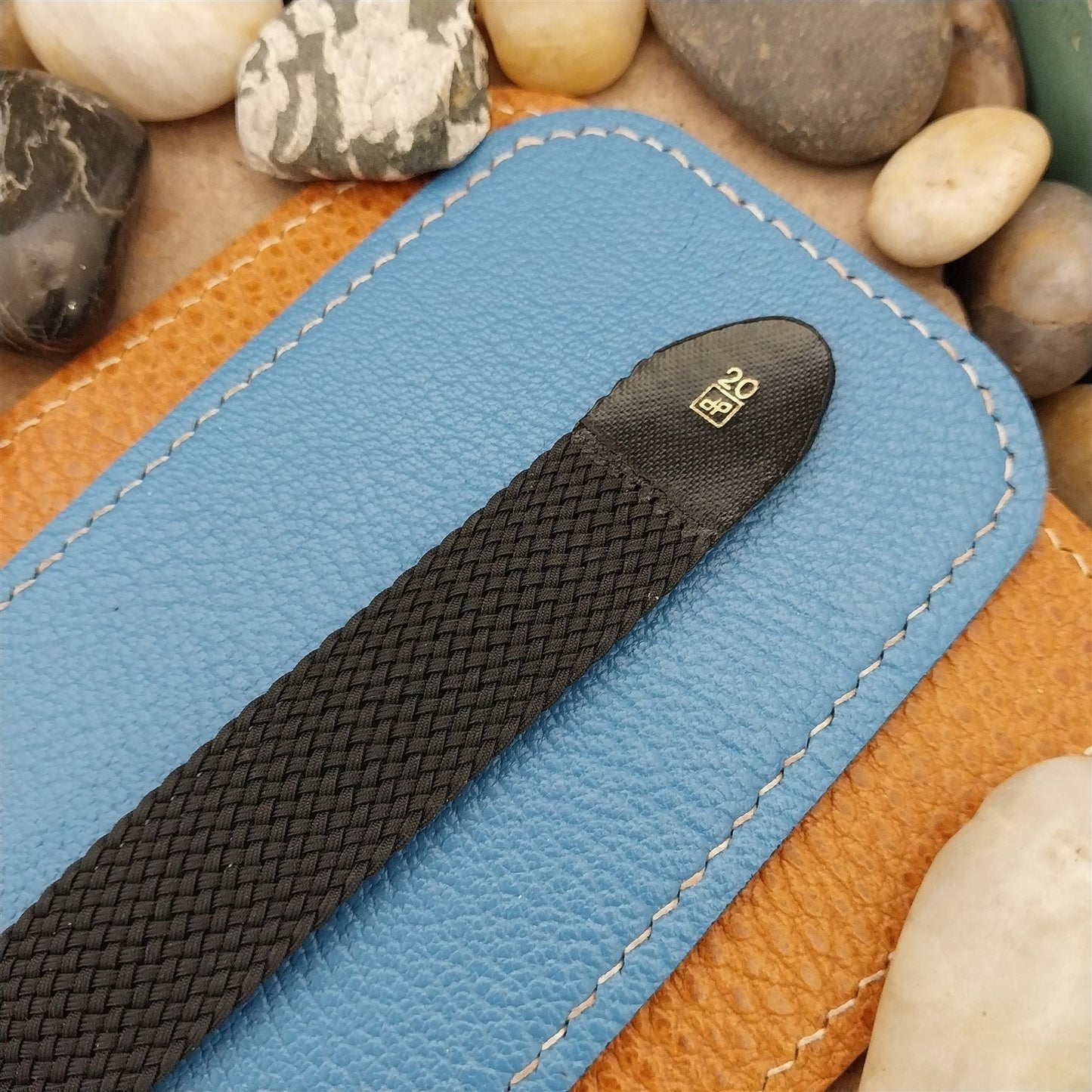 Vintage Braided Perlon 20mm Black Unused Classic Single Pass 1960s Watch Band