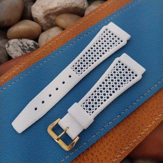 22mm Skindiver Rally White & Brass Golay Playa Swiss nos 1970s Watch Band