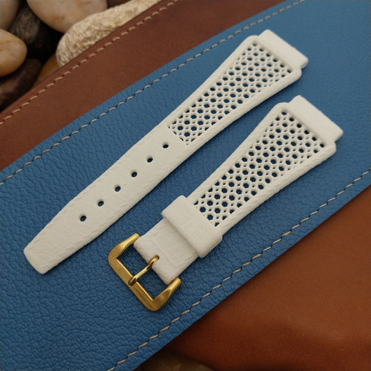 Vintage 20mm Flared White Rally GT Classic Unused 1970s Swiss Diver Watch Band