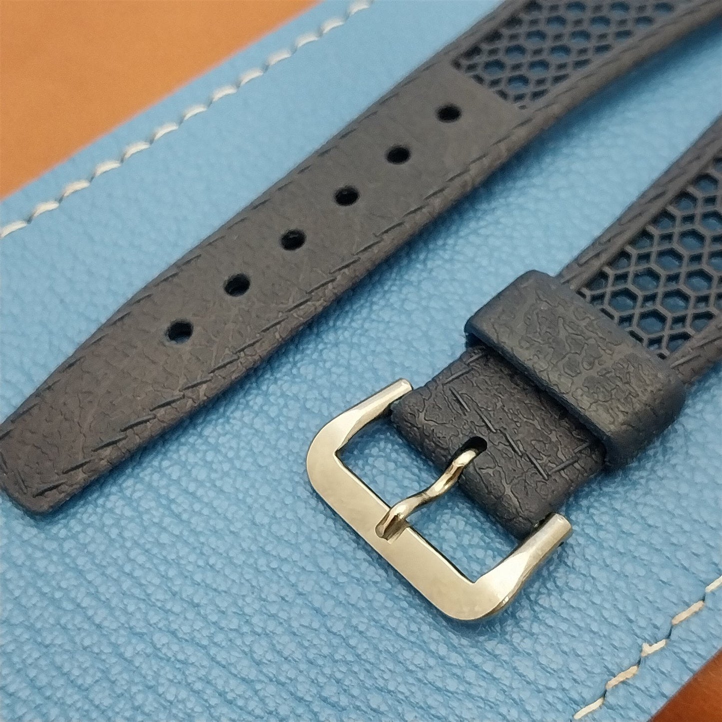 18mm Blue & Acier Buckle Playa Swiss Unused 1970s Skindiver Vintage Watch Band