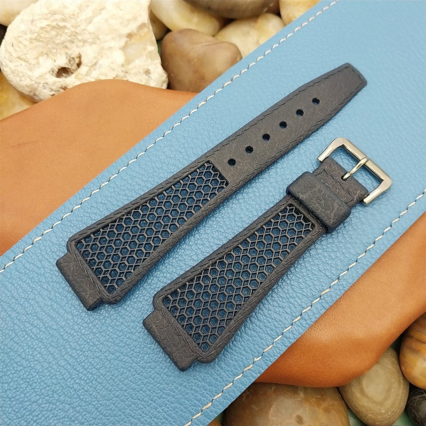 18mm Blue & Acier Buckle Playa Swiss Unused 1970s Skindiver Vintage Watch Band