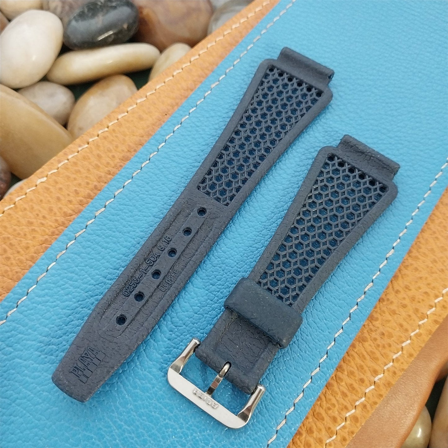 18mm Blue & Acier Buckle Playa Swiss Unused 1970s Skindiver Vintage Watch Band