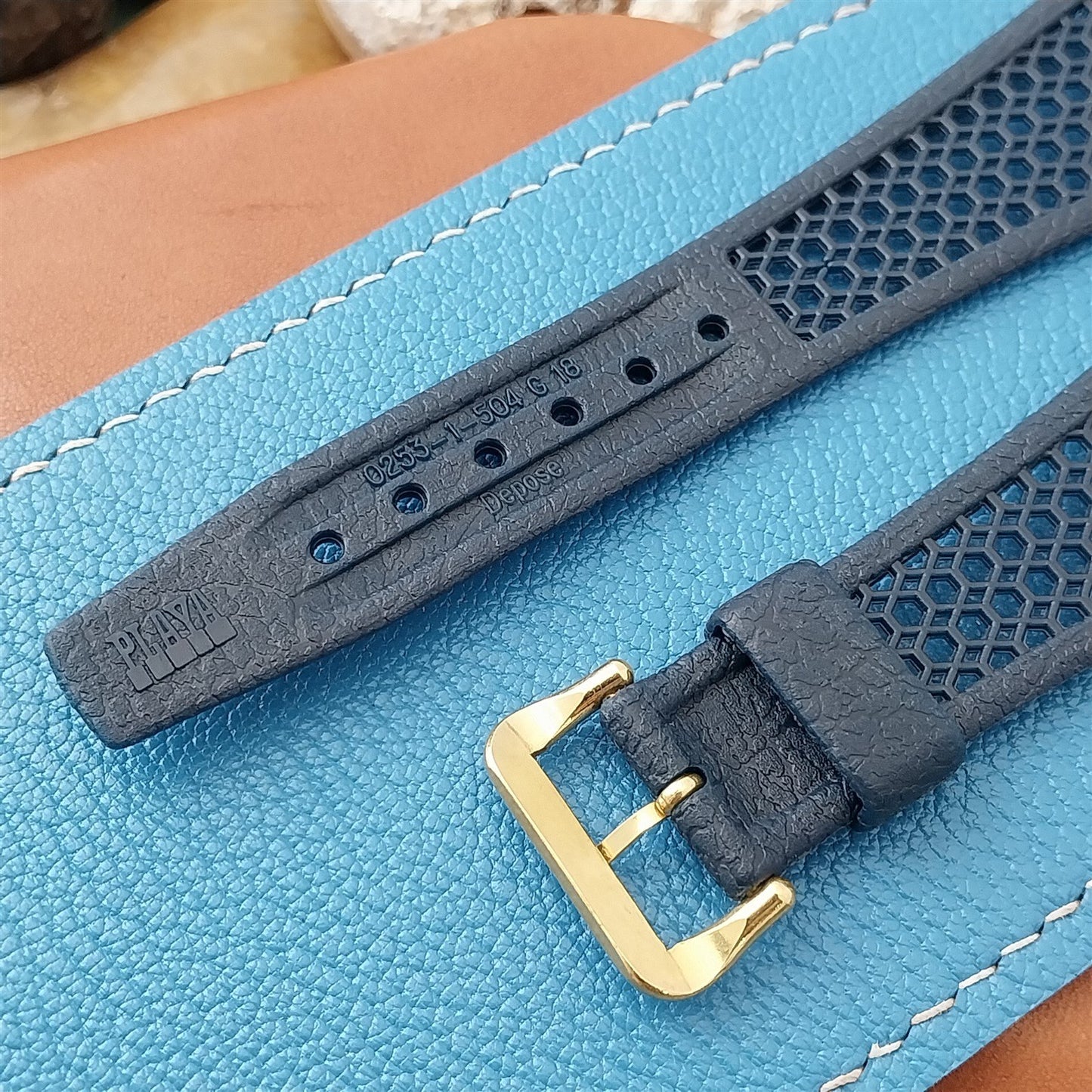 Vintage 18mm Flared Blue Swiss Diver Golay Playa GT Rally Unused Watch Band