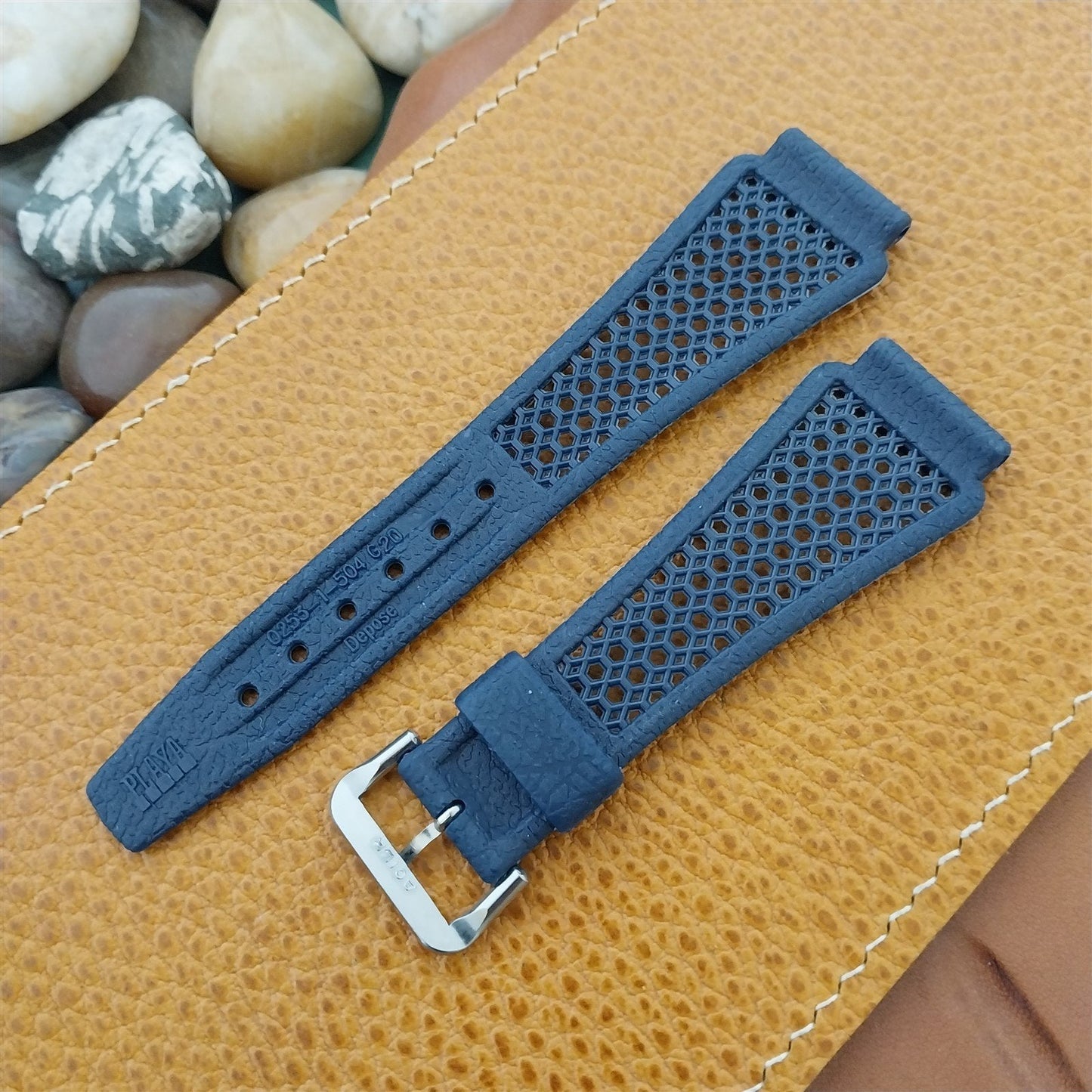 20mm Blue Diver & ACIER Stainless Buckle Swiss Vintage Watch Band 1960s-1970s