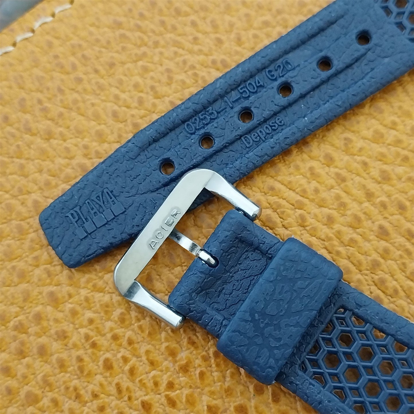 20mm Blue Diver & ACIER Stainless Buckle Swiss Vintage Watch Band 1960s-1970s