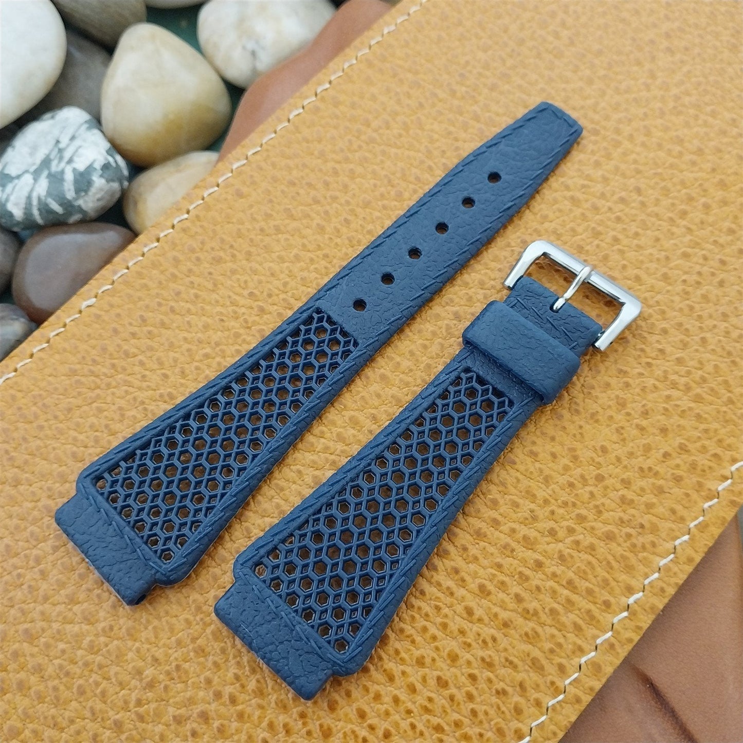 20mm Blue Diver & ACIER Stainless Buckle Swiss Vintage Watch Band 1960s-1970s