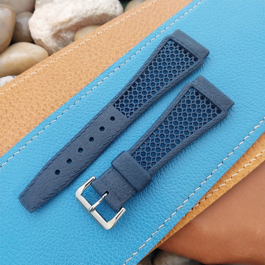 22mm Blue Divers Watch Band & ACIER Signed Buckle Swiss Vintage 1960s-1970s