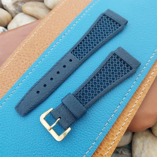 22mm Blue Skindiver Strap & Brass Buckle Golay Swiss nos Vintage 1960s-1970s