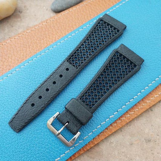 1960s Vintage 22mm Black Playa & ACIER Tropical Buckle Swiss Unused Watch Strap