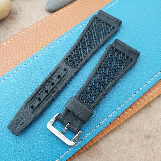 1960s Vintage 22mm Black Playa & ACIER Tropical Buckle Swiss Unused Watch Strap