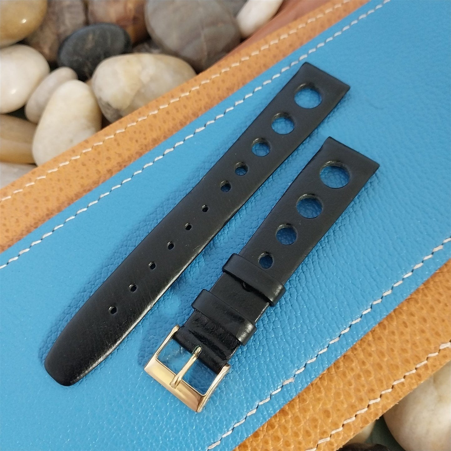 Vintage 16mm 1960s Classic Leather GT Rally Watch Strap Unused Watch Band