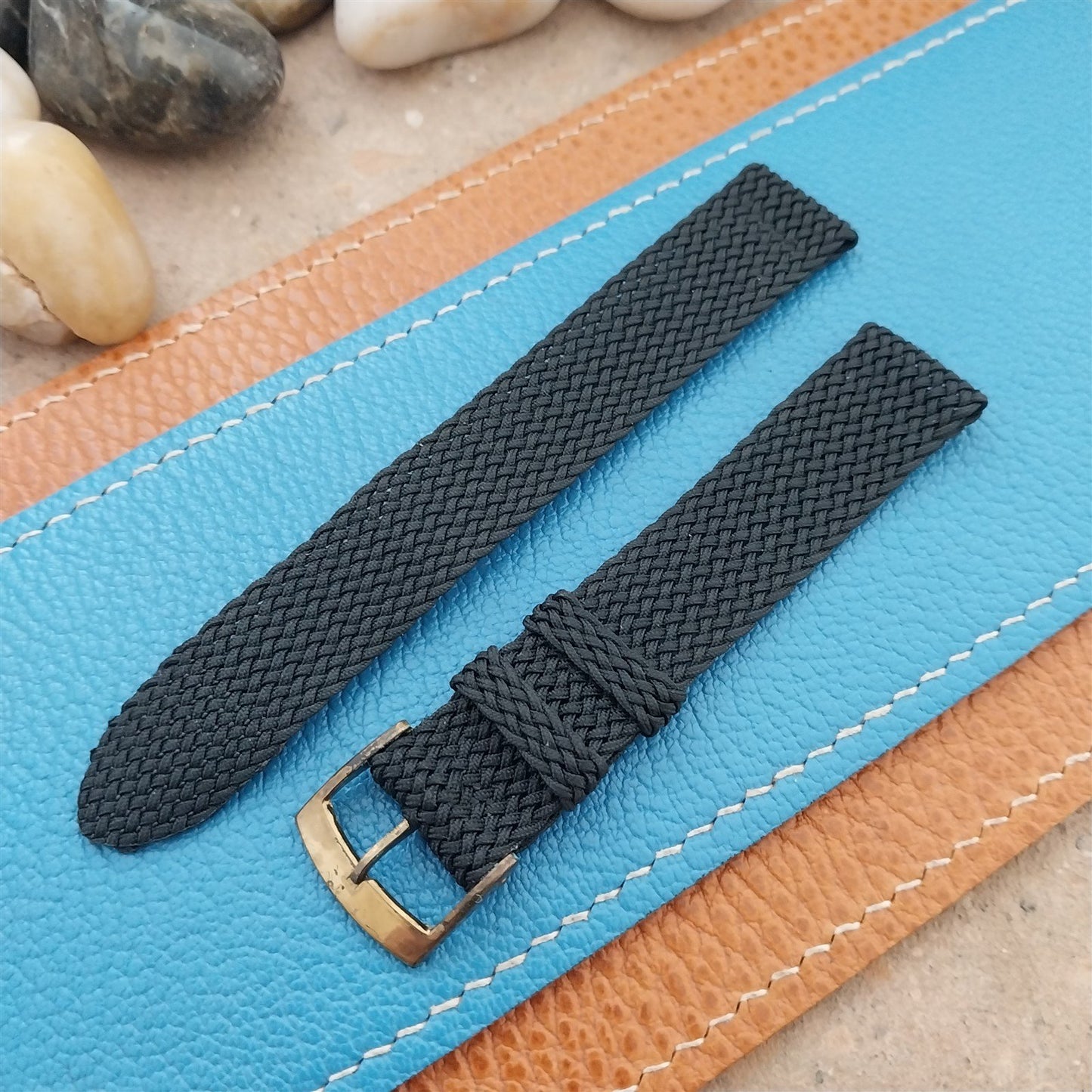 Vintage 16mm Braided Perlon Classic Two-Piece Swiss Unused nos 1960s Watch Band