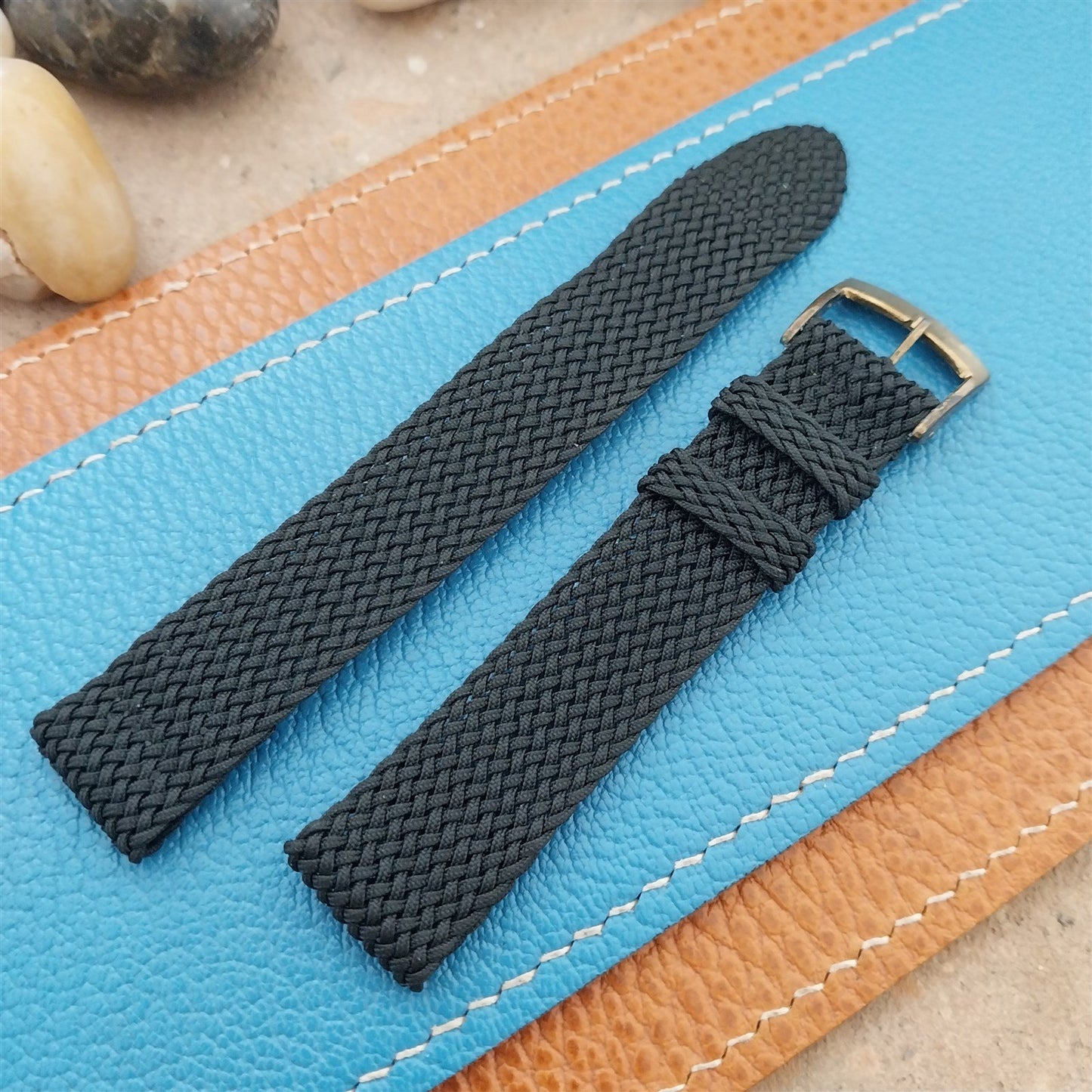 Vintage 16mm Braided Perlon Classic Two-Piece Swiss Unused nos 1960s Watch Band