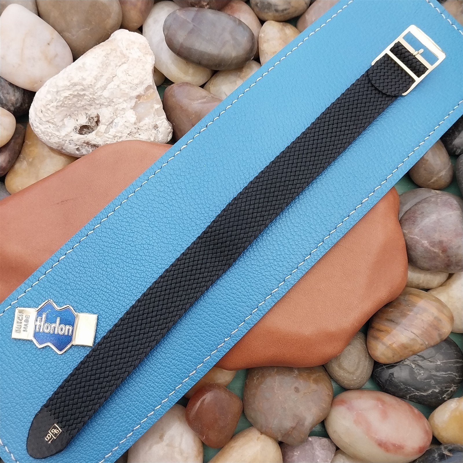 Vintage 18mm Black Braided Perlon Classic Single Pass Unused 1960s Watch Band