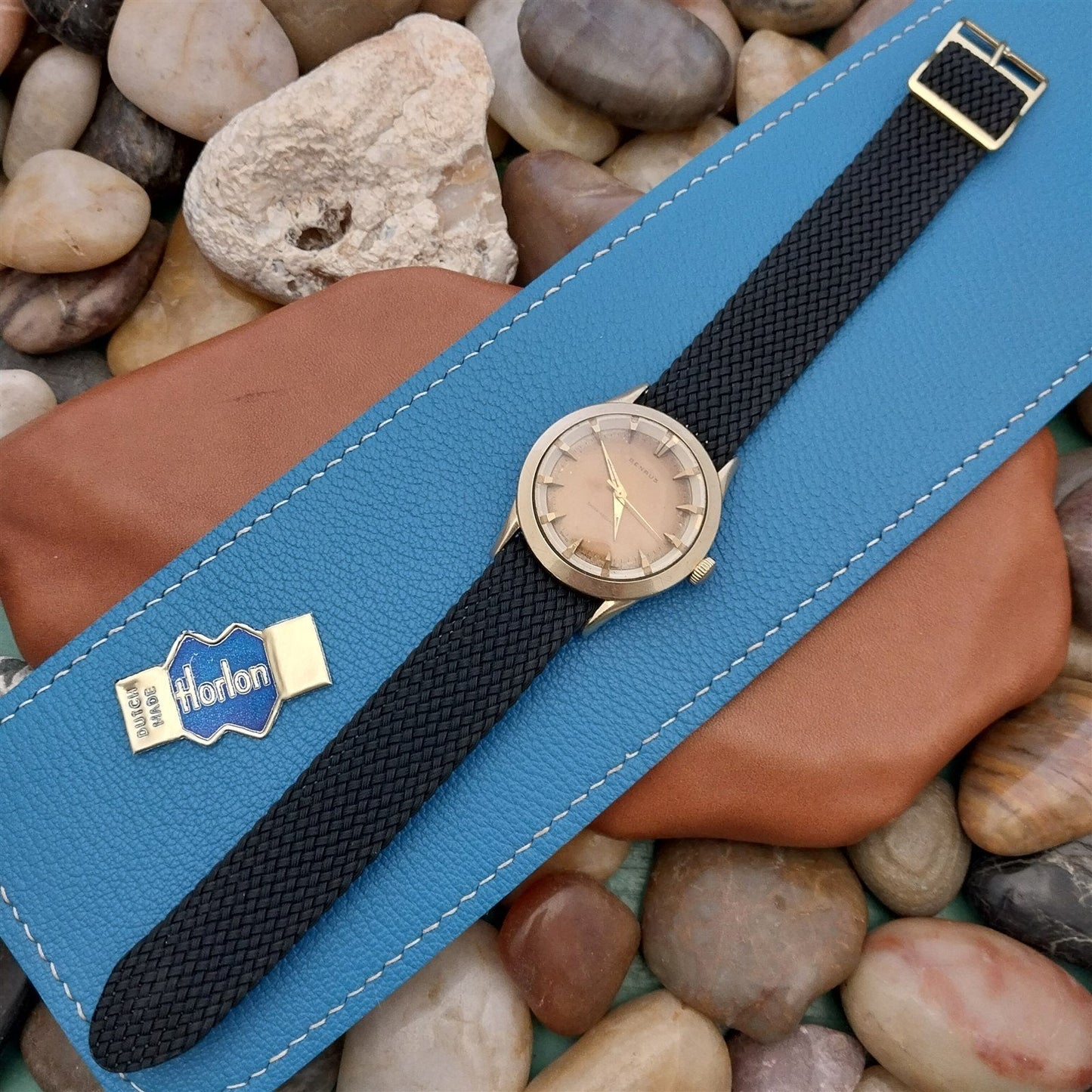 Vintage 18mm Black Braided Perlon Classic Single Pass Unused 1960s Watch Band