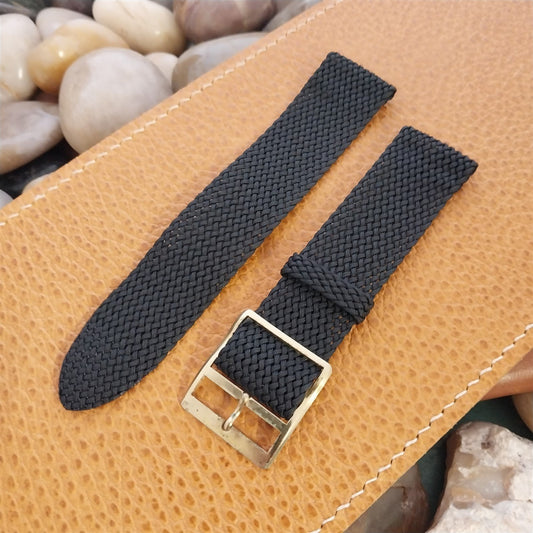 Vintage 20mm Braided Perlon Mesh Black Two-piece 1960s-1970s Unused Watch Band