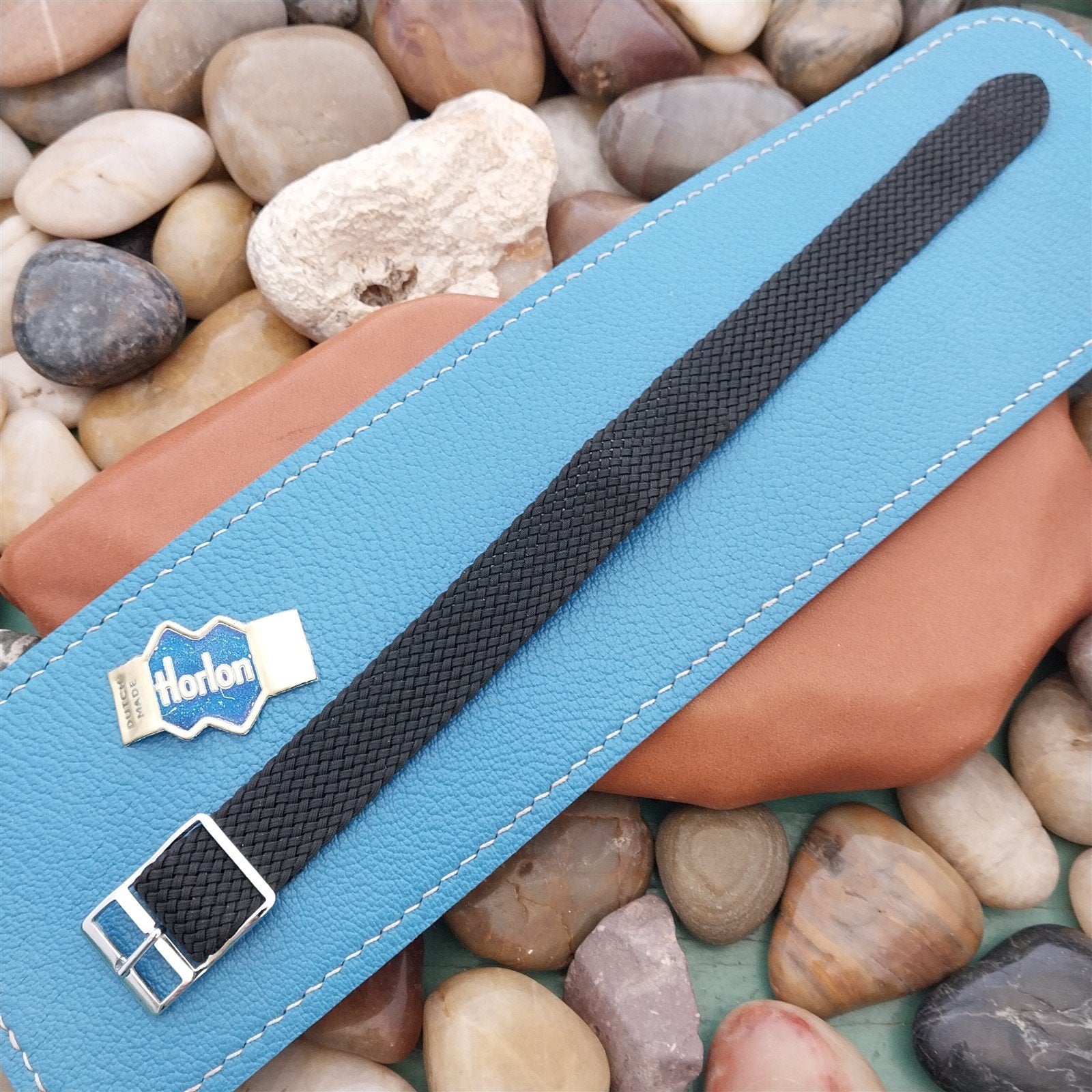 Vintage 16mm Black Braided Perlon Mesh Classic Single Pass Unused nos Watch Band