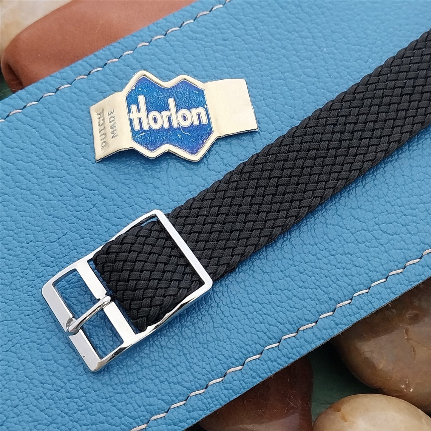 Vintage 16mm Black Braided Perlon Mesh Classic Single Pass Unused nos Watch Band