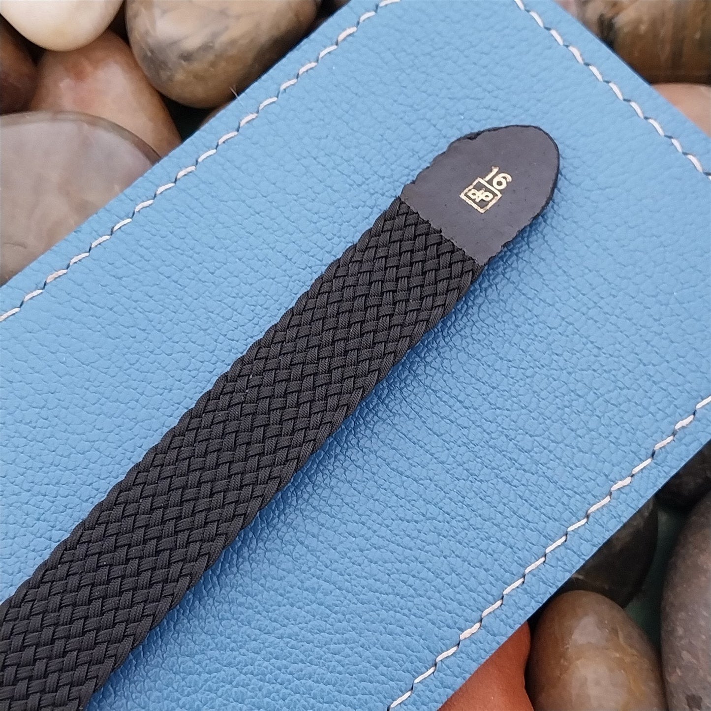 Vintage 16mm Black Braided Perlon Mesh Classic Single Pass Unused nos Watch Band