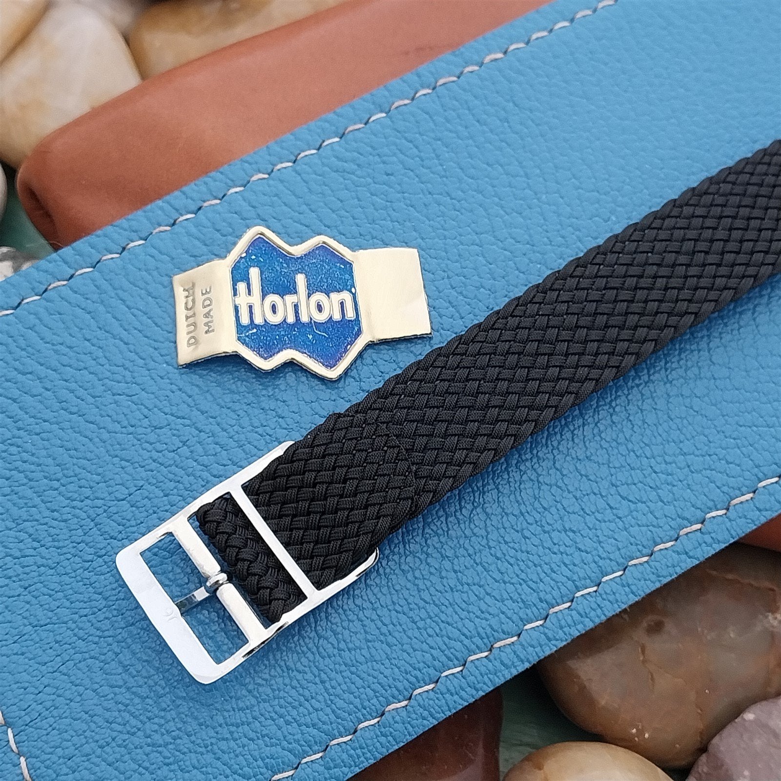 Vintage 16mm Black Braided Perlon Mesh Classic Single Pass Unused nos Watch Band