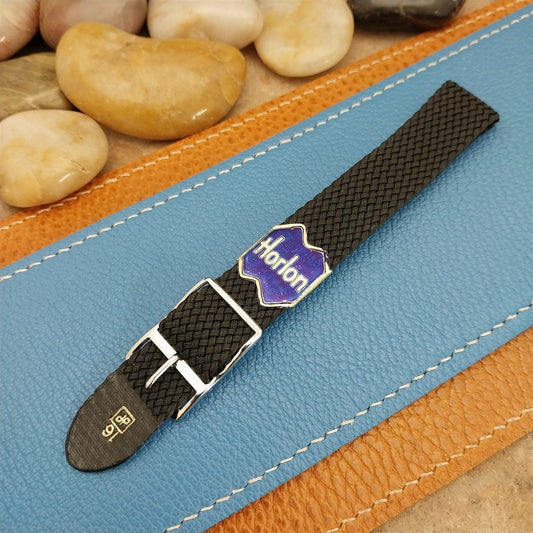 Vintage 16mm Black Braided Perlon Mesh Classic Single Pass Unused nos Watch Band