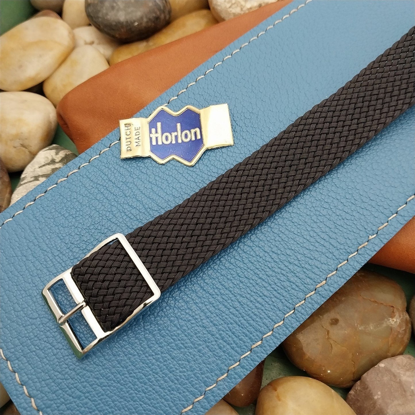 Vintage 18mm Braided Perlon Dark Blue Mesh Classic 1960s-1970s Unused Watch Band