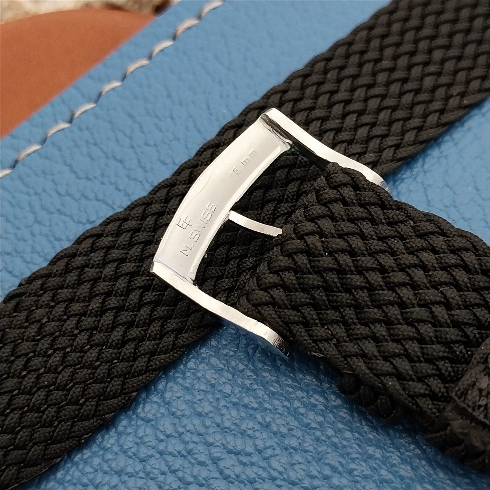 Vintage 16mm Braided Perlon 2-Piece Swiss 1960s-1970s Classic Unused Watch Band