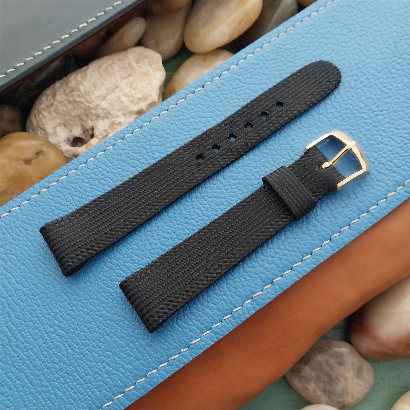 Tuxedo Watch 11/16" Swiss Tapered Black Unused nos 1960s Watch Band