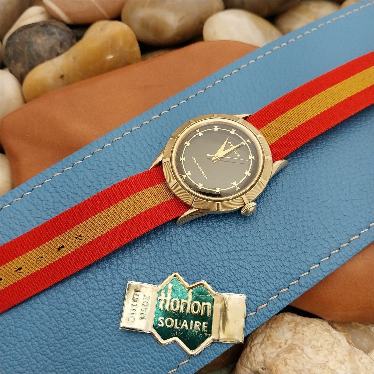 18mm Striped Perlon Horlon Classic 1960s Reversible Unused Vintage Watch Band
