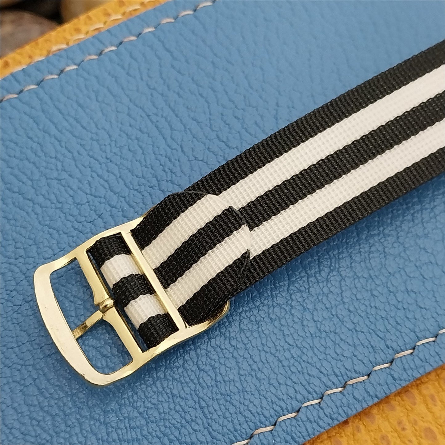 18mm Perlon 1-Piece Regimental Racing Stripe 1960s Vintage Watch Band NOS Unused