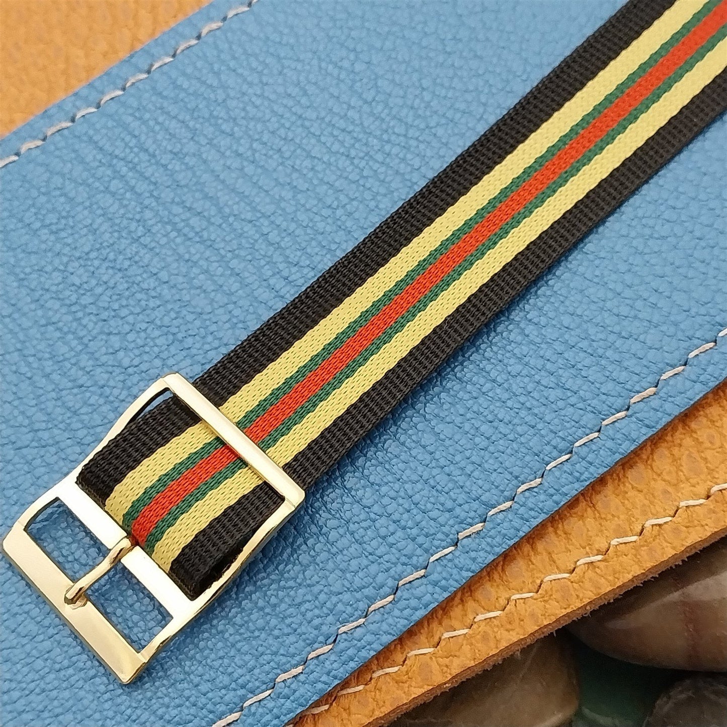 Vintage 18mm Perlon Striped 1960s One-Piece Classic Unused Watch Band