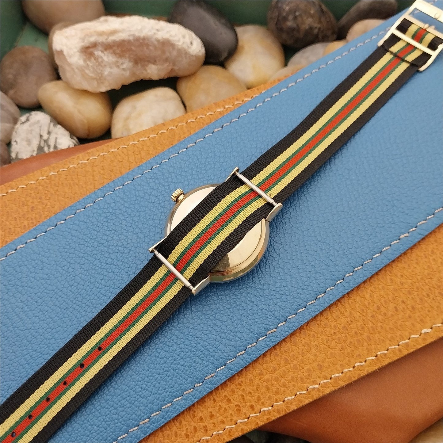 Vintage 18mm Perlon Striped 1960s One-Piece Classic Unused Watch Band