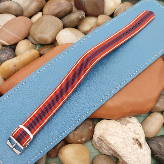 18mm 11/16" Perlon Military Reversible Regimental 1960s Vintage Watch Band NOS