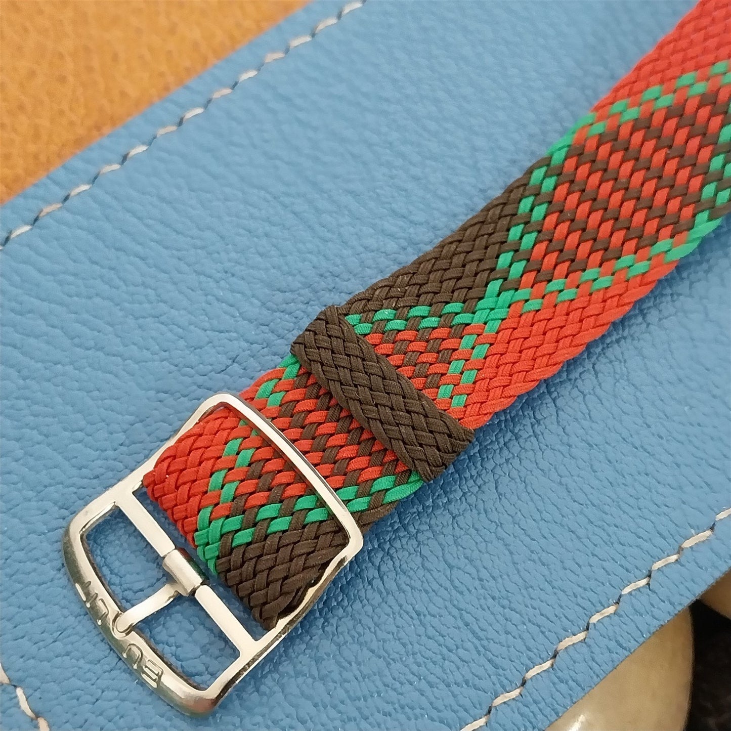 Vintage 18mm Eulit Braided Perlon Classic 1960s Single Pass Argyle Watch Band