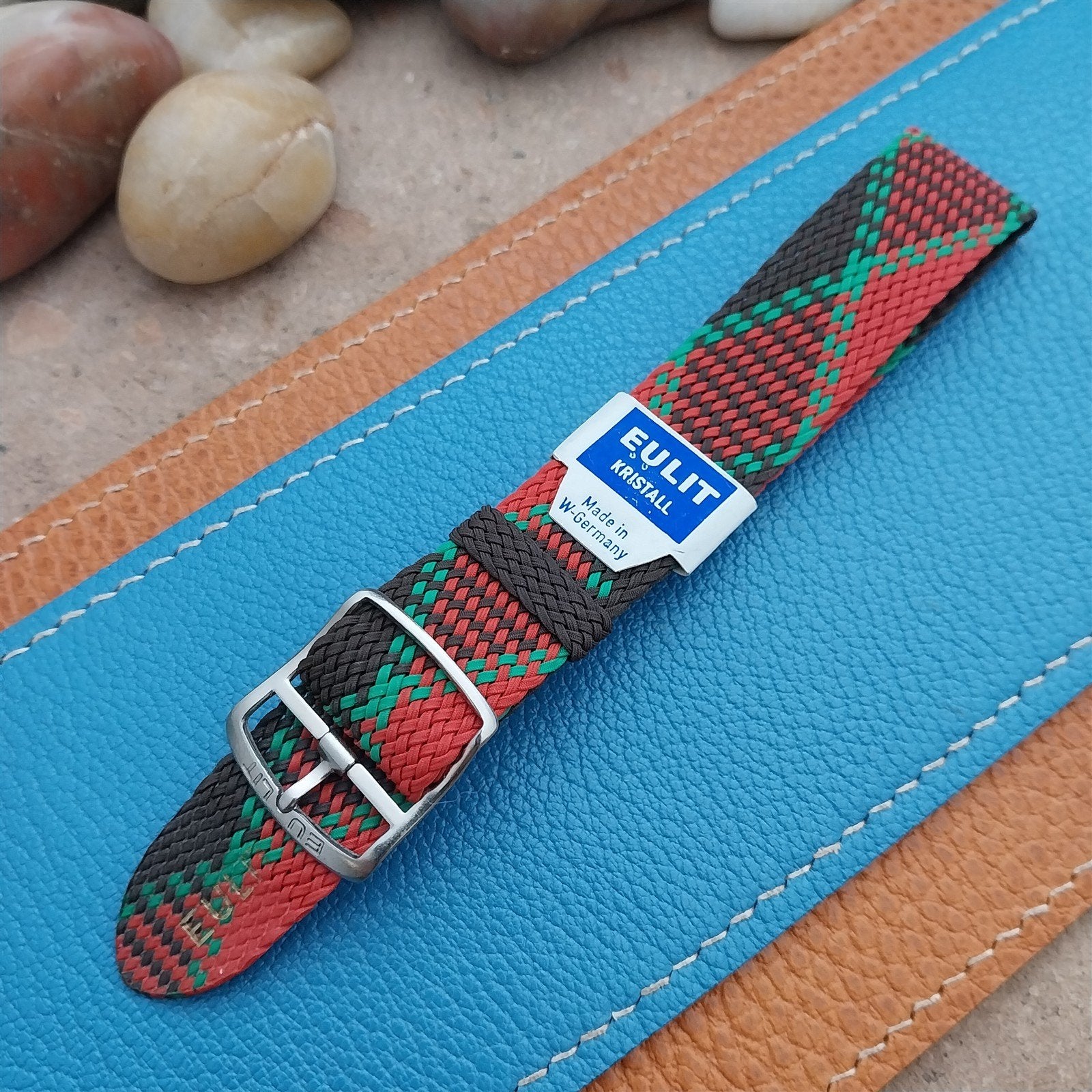 Vintage 18mm Eulit Braided Perlon Classic 1960s Single Pass Argyle Watch Band
